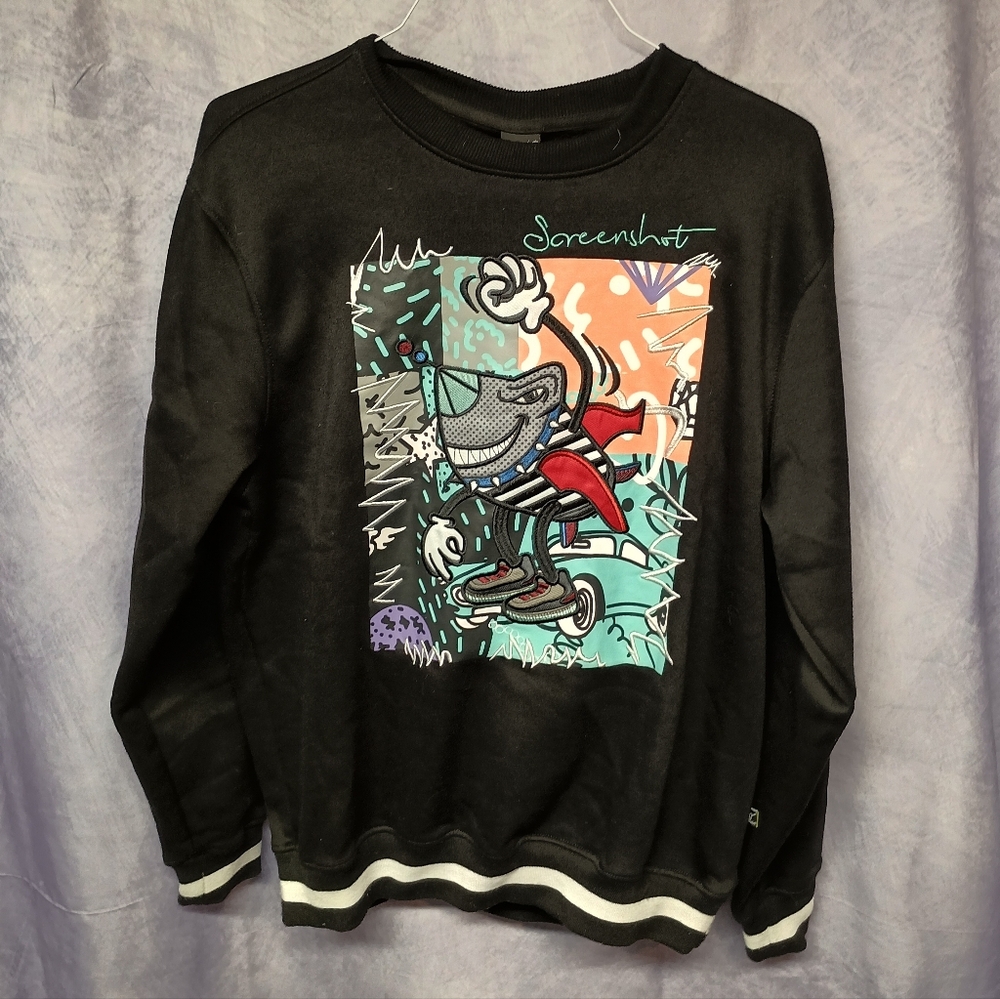 Screenshot Streetwear Shark Embroidered Graphic Sweatshirt